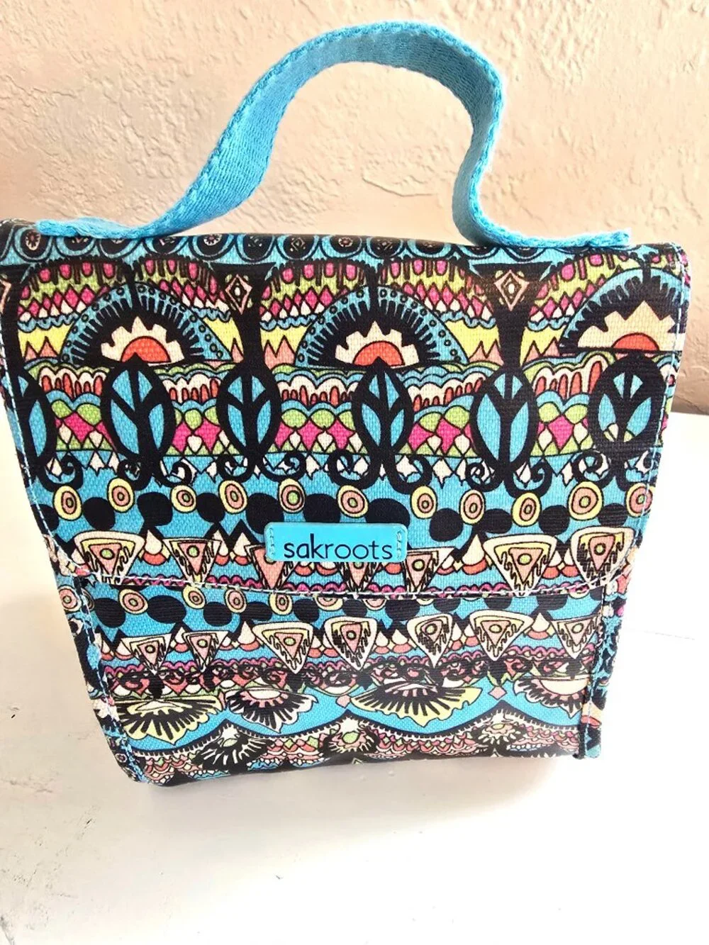 NWT Sakroots Artist Circle Insulated Lunch Tote Bag - One World Print/Aqua OW